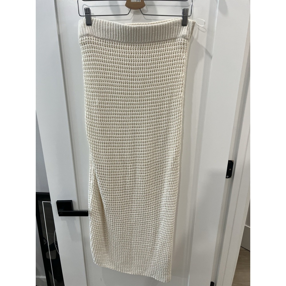A.L.C. Women's Ivory Cream Open Knit Midi Maxi Skirt Size L Stretch